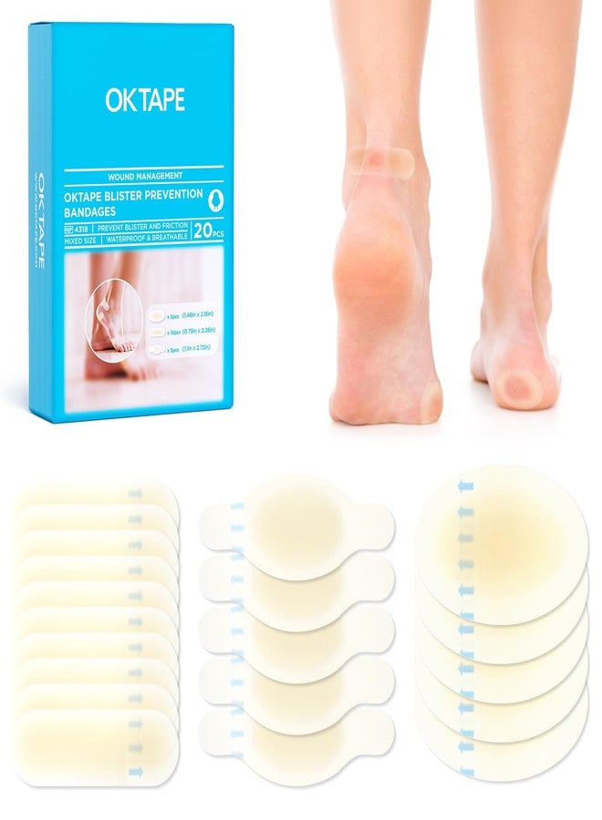 اوك تيب ضمادة OK TAPE للوقاية من البثور، مقاومة للماء، للوقاية من البثور في الكعب، 20 قطعة (1.46 بوصة × 2.16 بوصة - 5 قطع، 1.1 بوصة × 2.72 بوصة - 5 قطع، 0.79 بوصة × 2.36 بوصة - 10 قطع) - Image 1